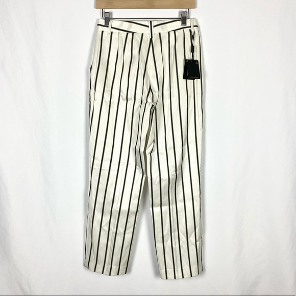 Massimo Dutti High Rise Pinstripe Straight Leg Trousers - Picture 3 of 5